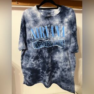 NIRVANA Blue and White Tie-Dye Tee